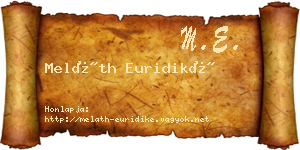 Meláth Euridiké névjegykártya